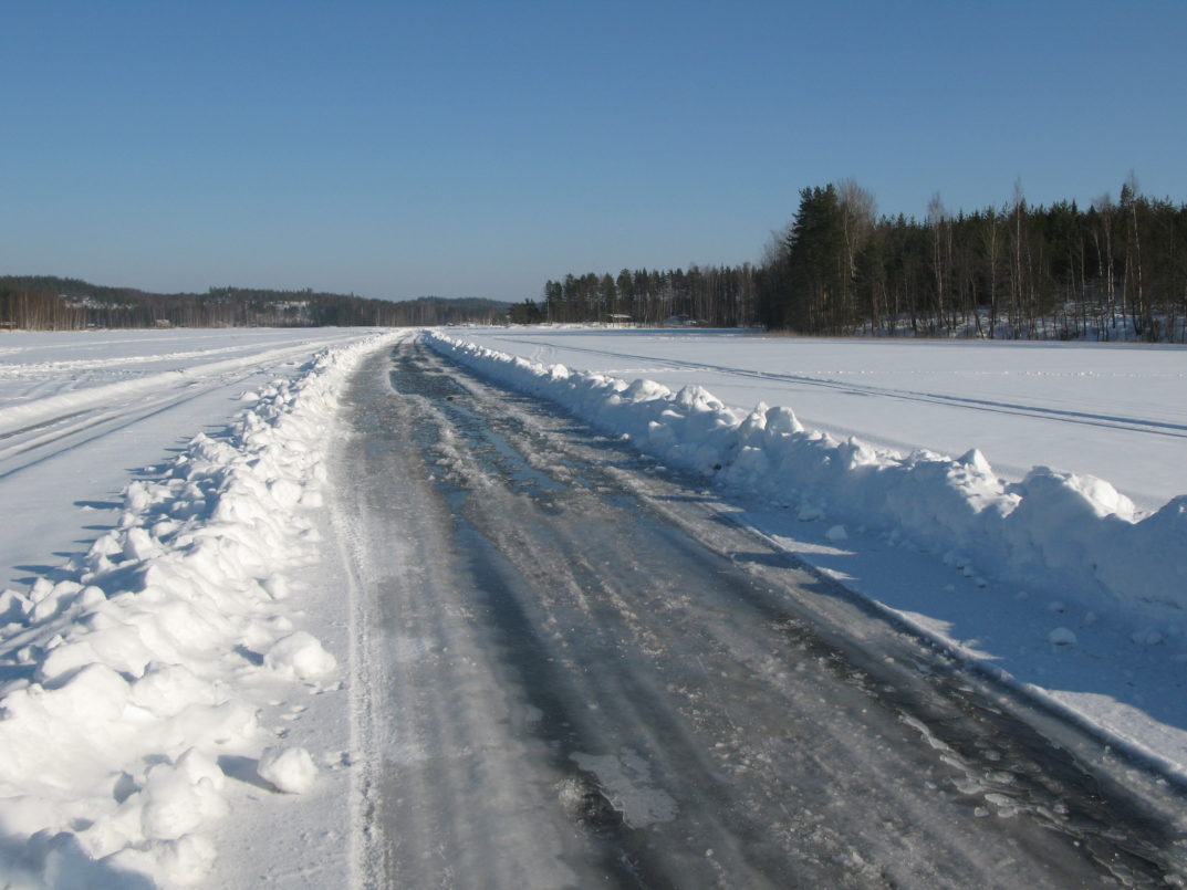 Icy road in winter